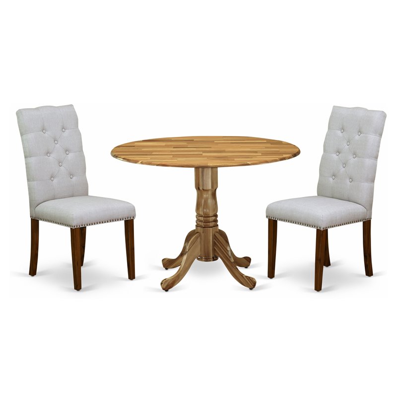 East West Furniture Dublin 3-piece Wood Dining Set in Natural/Gray