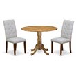 East West Furniture Dublin 3-piece Wood Dining Set in Natural/Gray