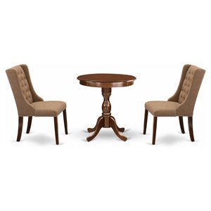 East West Furniture Eden 3-piece Wood Dinette Room Table Set in Mahogany