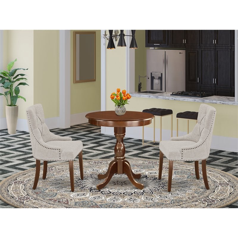 East West Furniture Eden 3-piece Wood Dinette Table Set in Mahogany