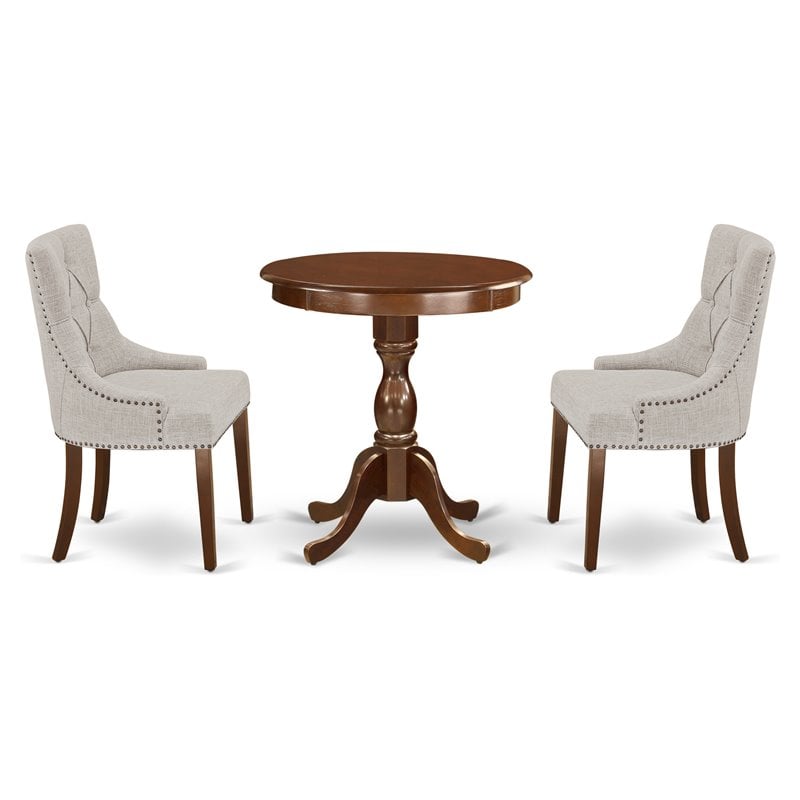East West Furniture Eden 3-piece Wood Dinette Table Set in Mahogany
