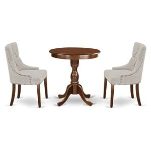 East West Furniture Eden 3-piece Wood Dinette Table Set in Mahogany