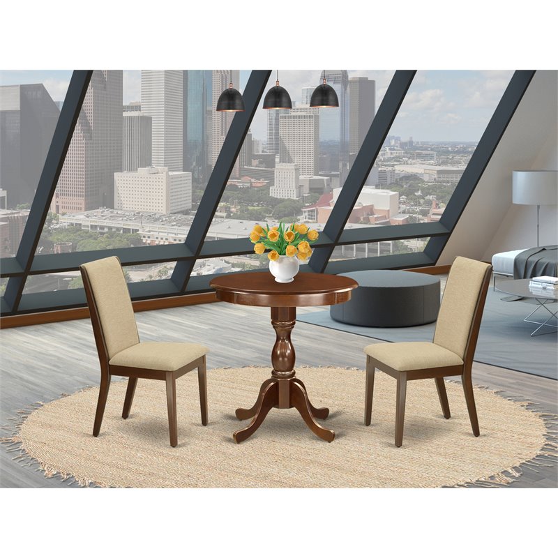 East West Furniture Eden 3-piece Wood Dinette Table and Chairs in Mahogany