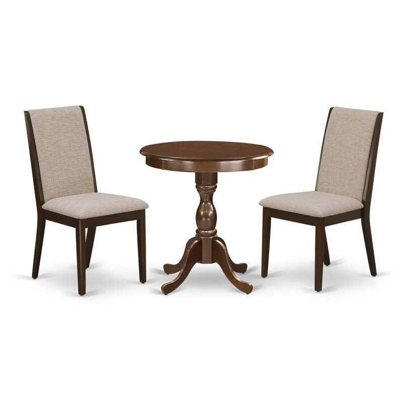 East West Furniture Eden 3-piece Wood Dinette Table and Chairs in Mahogany