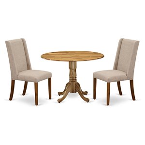 East West Furniture Dublin 3-piece Wood Dining Table Set in Natural