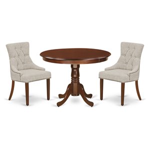 East West Furniture Hartland 3-piece Wood Dining Set in Mahogany/Doeskin