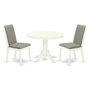 East West Furniture Hartland 3-piece Wood Dining Set in Linen White/Shitake