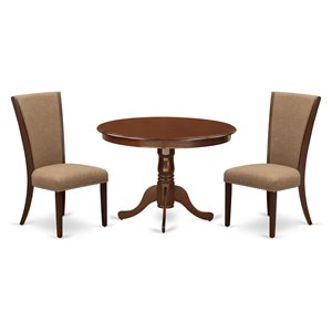 East West Furniture Hartland 3-piece Dining Table Set in Mahogany/Light Sable