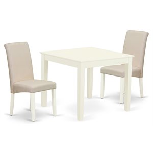 East West Furniture Oxford 3-piece Wood Dining Set in Linen White/Cream