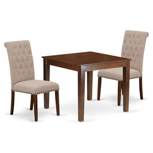 East West Furniture Oxford 3-piece Wood Dining Set in Mahogany/Light Fawn