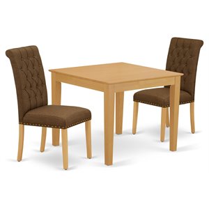 East West Furniture Oxford 3-piece Wood Dining Set in Oak/Dark Coffee