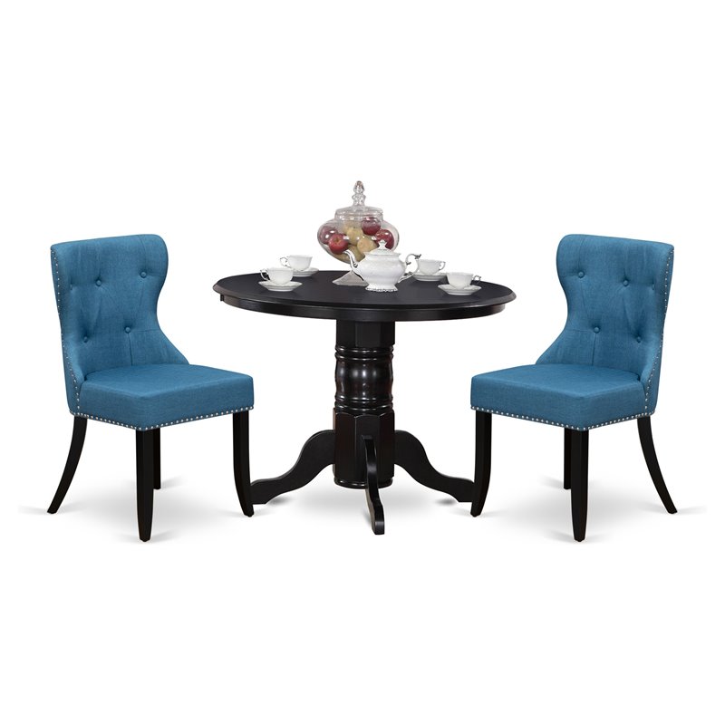 East West Furniture Shelton 3-piece Wood Dining Room Set in Black