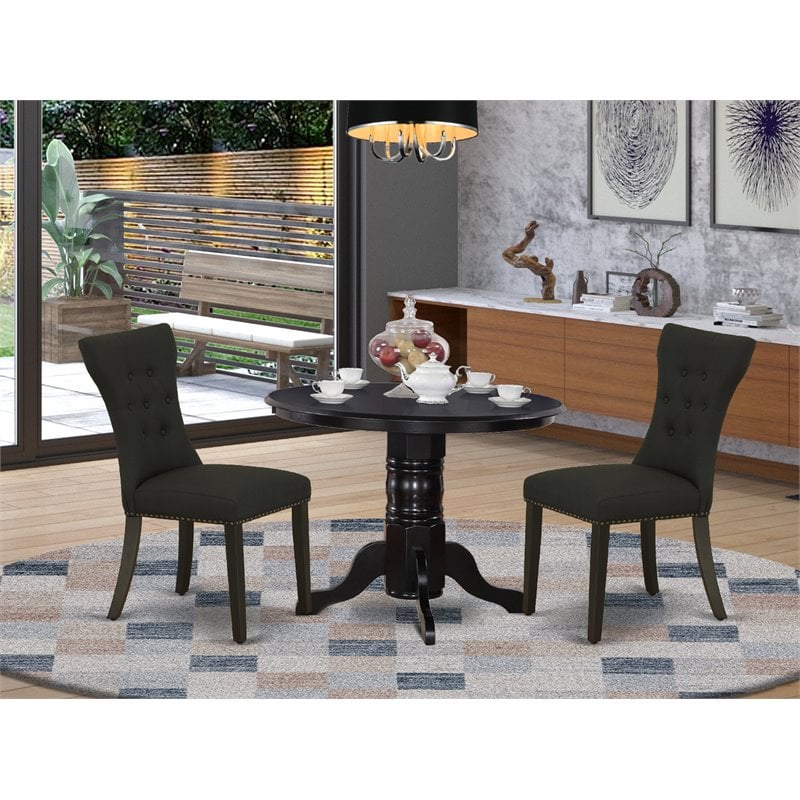 East West Furniture Shelton 3-piece Wood Kitchen Set in Black