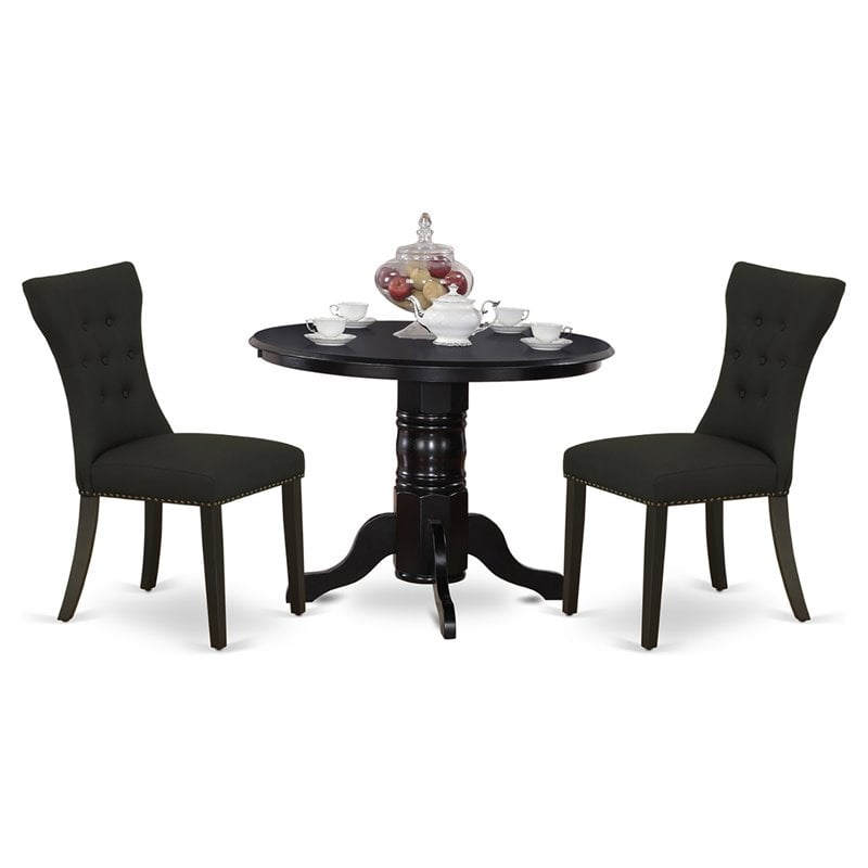 East West Furniture Shelton 3-piece Wood Kitchen Set in Black