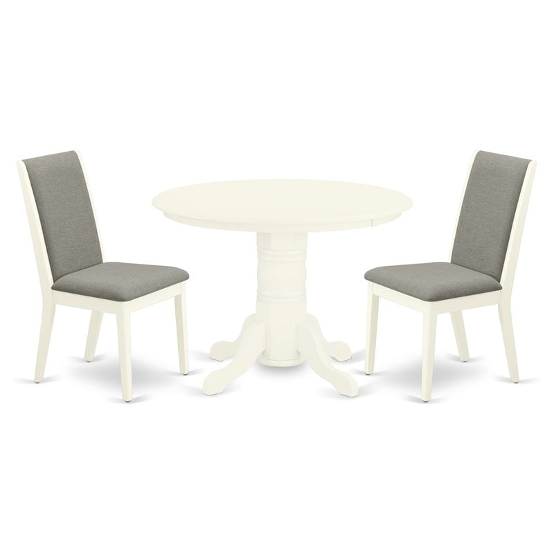 East West Furniture Shelton 3-piece Wood Dining Set in Linen White/Shitake