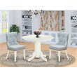 East West Furniture Shelton 3-piece Wood Dining Table Set in Linen White