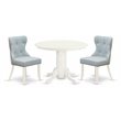 East West Furniture Shelton 3-piece Wood Dining Table Set in Linen White