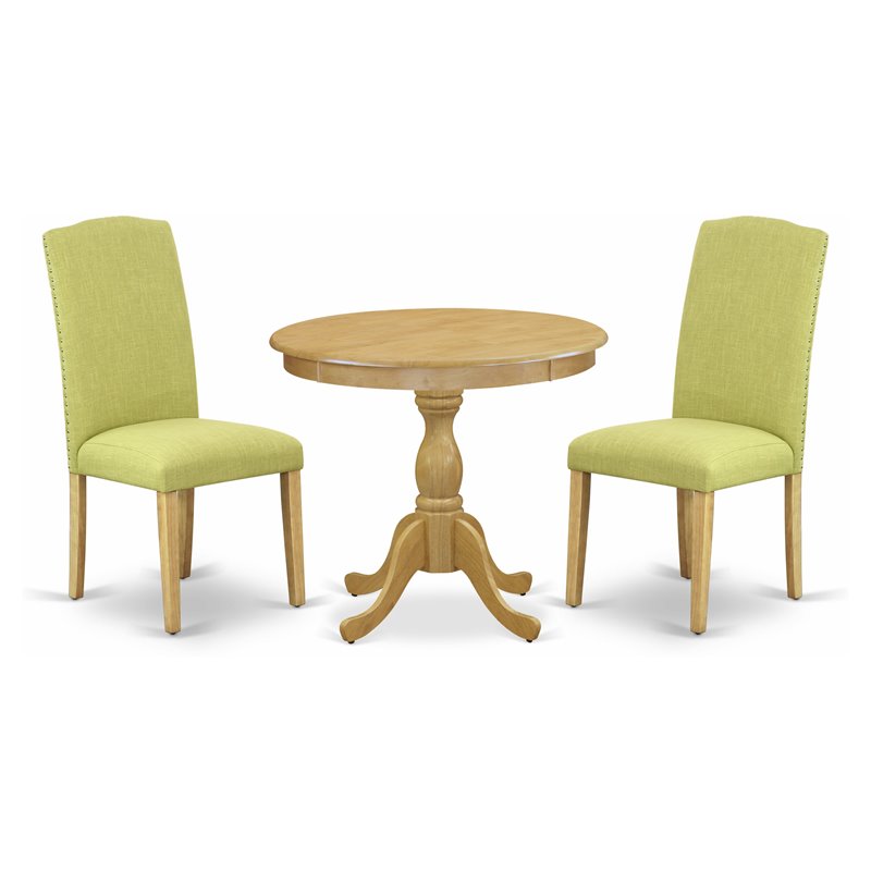 East West Furniture Antique 3-piece Wood Table and Dining Chair Set in Oak