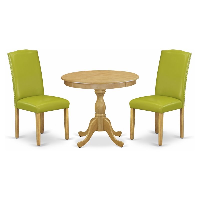 East West Furniture Antique 3-piece Wood Table and Dining Chairs in Oak