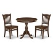 East West Furniture Antique 3-piece Dining Set with Slatted Back in Mahogany