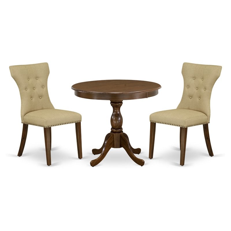 East West Furniture Antique 3-piece Wood Dining Room Set in Walnut