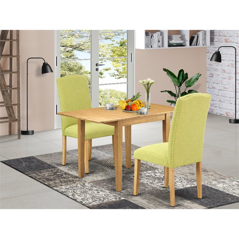 East West Furniture Norden 3-piece Wood Dining Set in Oak/Limelight
