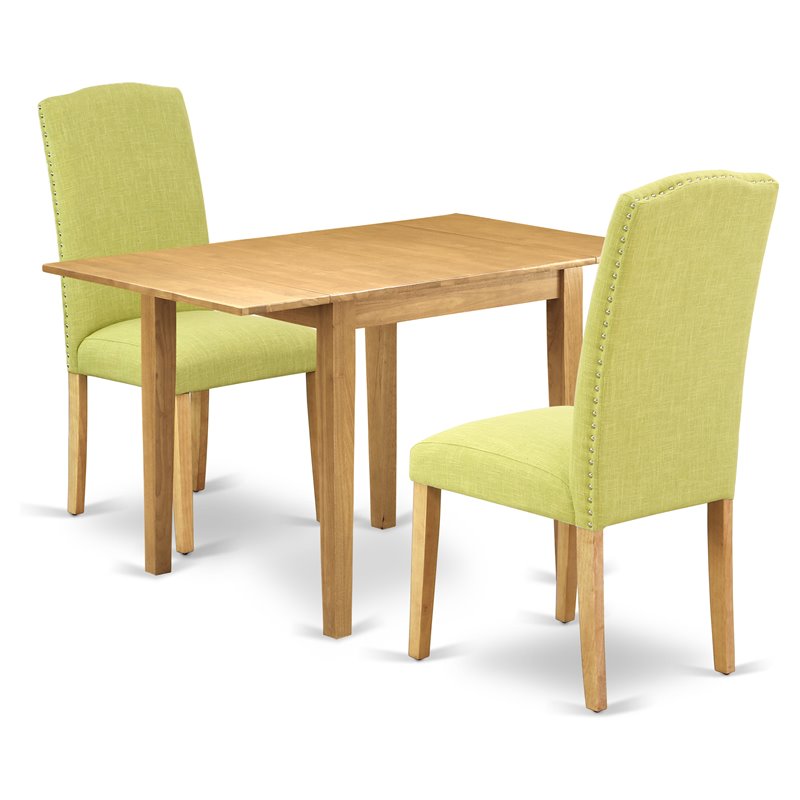 East West Furniture Norden 3-piece Wood Dining Set in Oak/Limelight