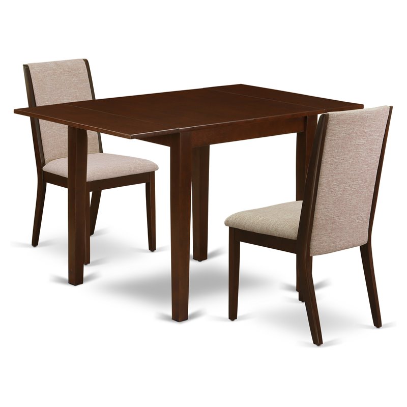 East West Furniture Norden 3-piece Wood Dining Set in Mahogany/Light Tan