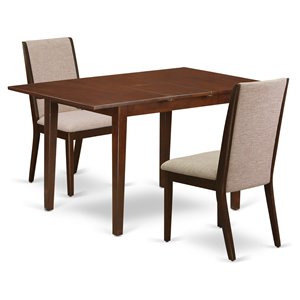East West Furniture Norfolk 3-piece Wood Dining Set in Mahogany/Light Tan