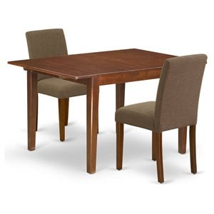 East West Furniture Norfolk 3-piece Wood Dining Set in Mahogany/Coffee