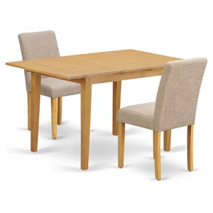 East West Furniture Norfolk 3-piece Traditional Wood Dinette Set in Oak