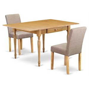 East West Furniture 3-piece Traditional Wood Dinette Set in Oak
