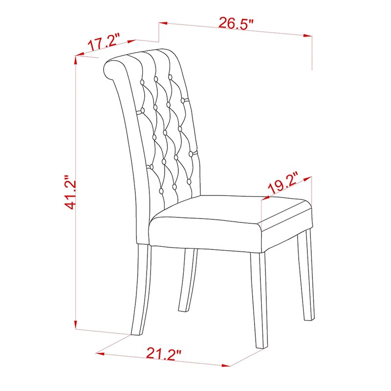East West Furniture 3-piece Wood Dining Set with Full Back Chairs in Linen White
