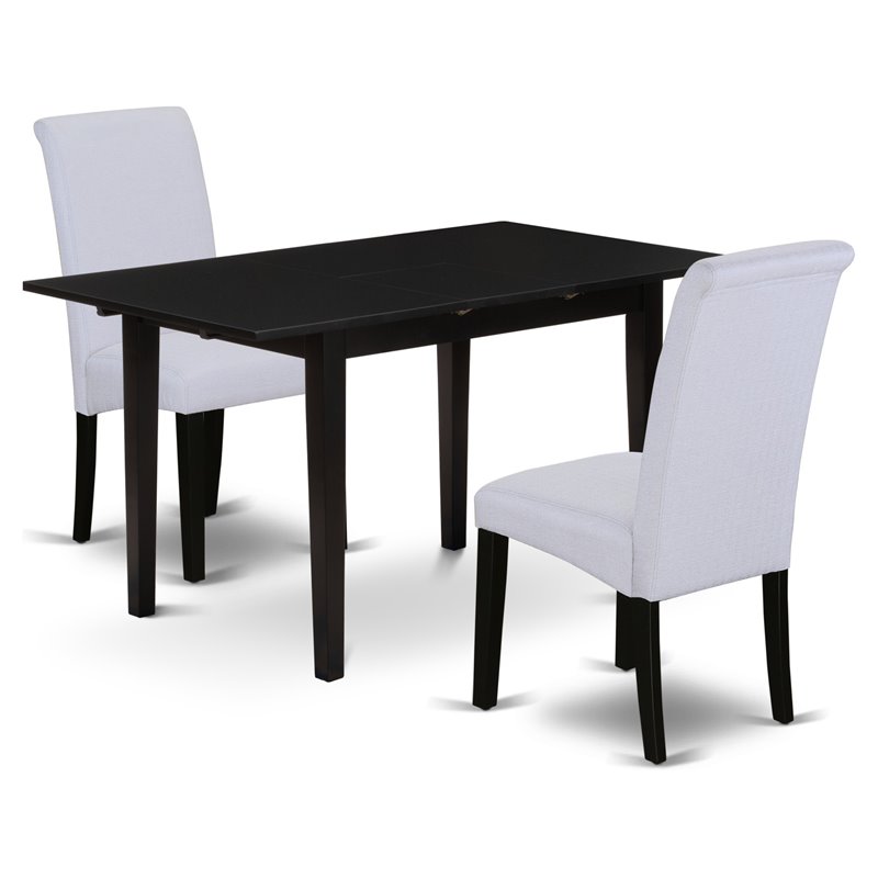 East West Furniture Norfolk 3-piece Wood Dining Set in Black/Gray