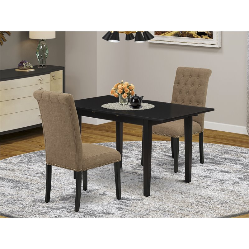 East West Furniture Norfolk 3-piece Wood Dining Room Table Set in Black