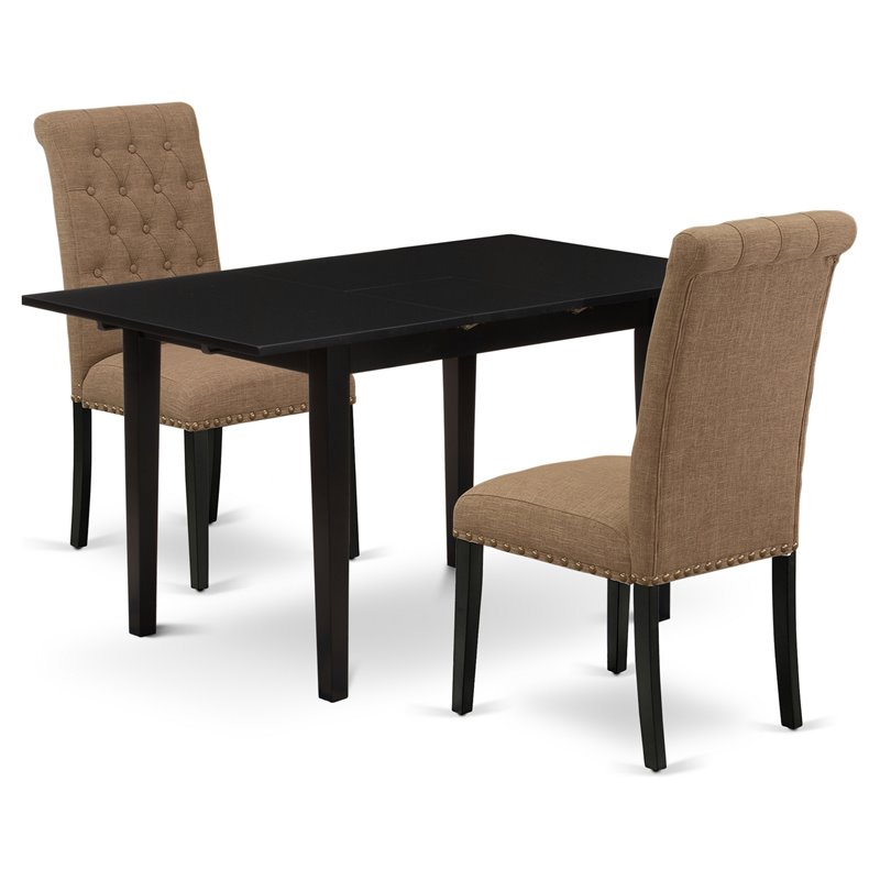 East West Furniture Norfolk 3-piece Wood Dining Room Table Set in Black