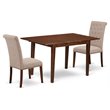 East West Furniture Norfork 3-piece Wood Dining Set in Mahogany/Light Fawn
