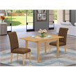 East West Furniture Norfork 3-piece Wood Dining Set in Oak/Dark Coffee