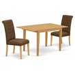 East West Furniture Norfork 3-piece Wood Dining Set in Oak/Dark Coffee