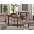 East West Furniture Norfork 3-piece Wood Dining Set in Mahogany/Dahlia