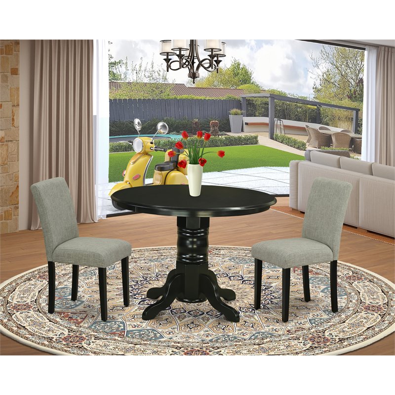 East West Furniture Shelton 3-piece Wood Dining Set in Black/Shitake