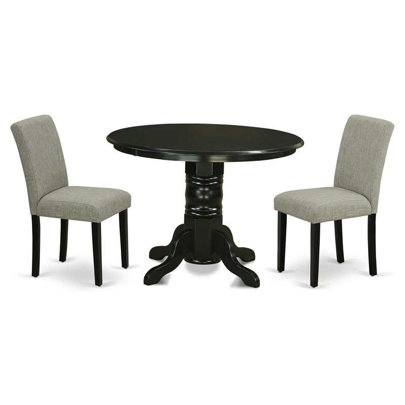 East West Furniture Shelton 3-piece Wood Dining Set in Black/Shitake