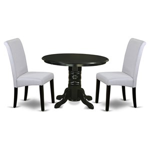 East West Furniture Shelton 3-piece Wood Dining Set in Black/Grayish Blue