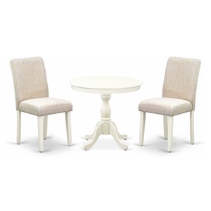 East West Furniture Antique 3-piece Wood Dining Set with High Back in White