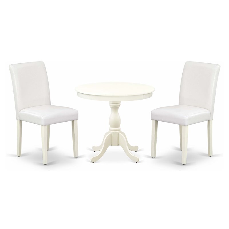 East West Furniture Antique 3-piece Wood Dinette Table Set in White