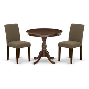 East West Furniture Antique 3-piece Wood Dining Set with High Back in Mahogany