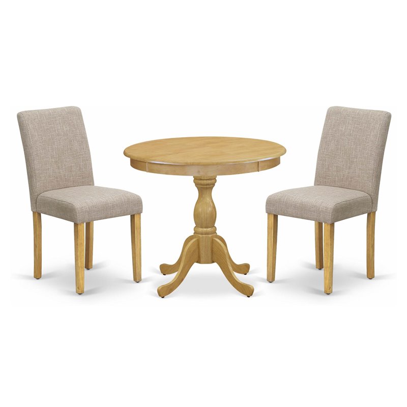 East West Furniture Antique 3-piece Wood Dining Set with High Back in Oak