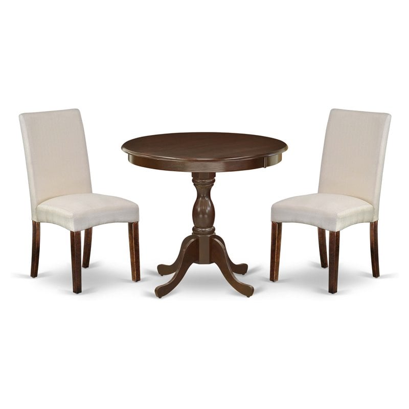 East West Furniture Antique 3-piece Wood Dining Table and Chairs in Mahogany