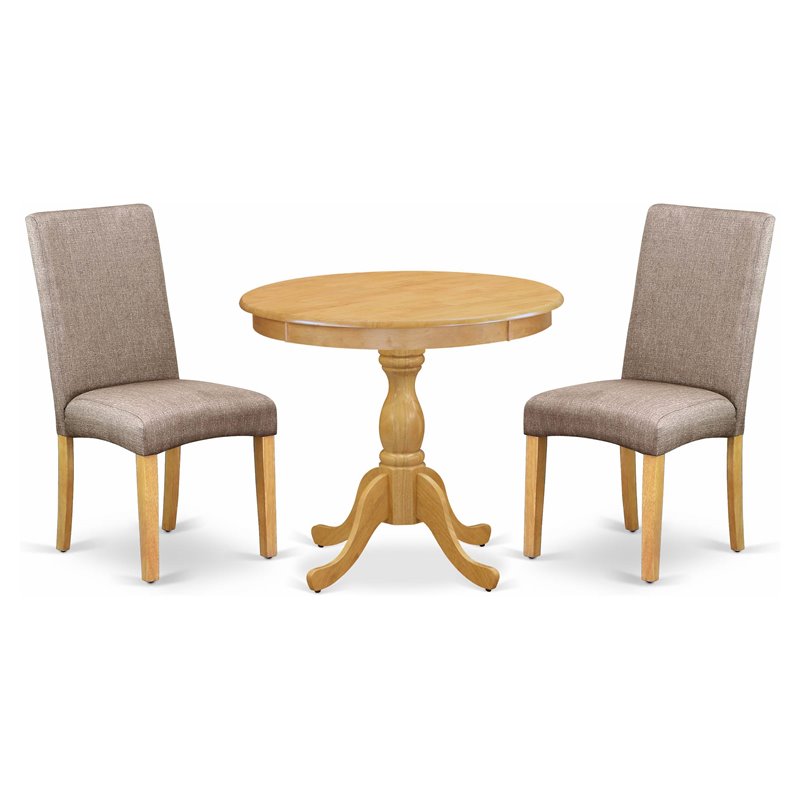 East West Furniture Antique 3-piece Wood Dining Table and Chairs in Oak