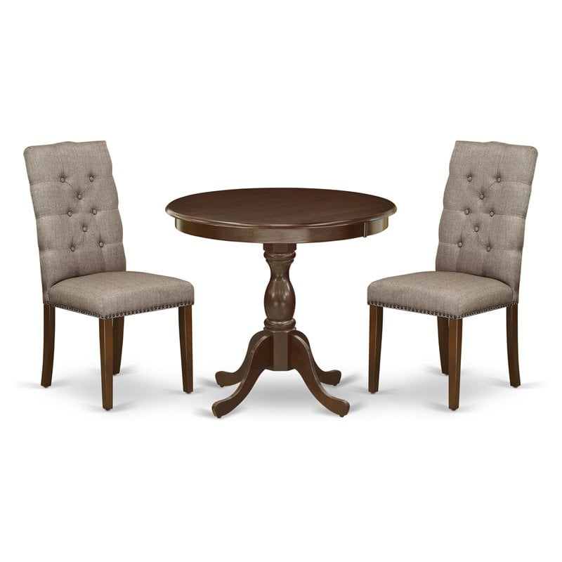 East West Furniture Antique 3-piece Wood Table and Dining Chair Set in Mahogany
